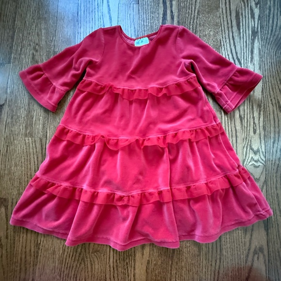 Hanna Andersson Love to Twirl Tiered Velour Dress 4 - Picture 1 of 6